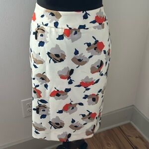 Nine West ivory floral print pencil skirt Sz 10